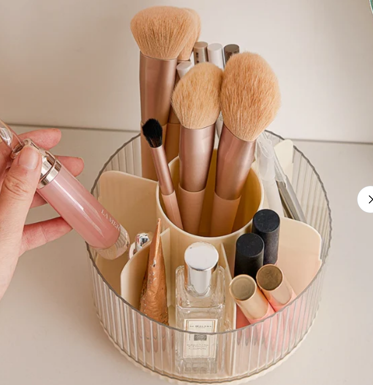 Make up brush storage bin