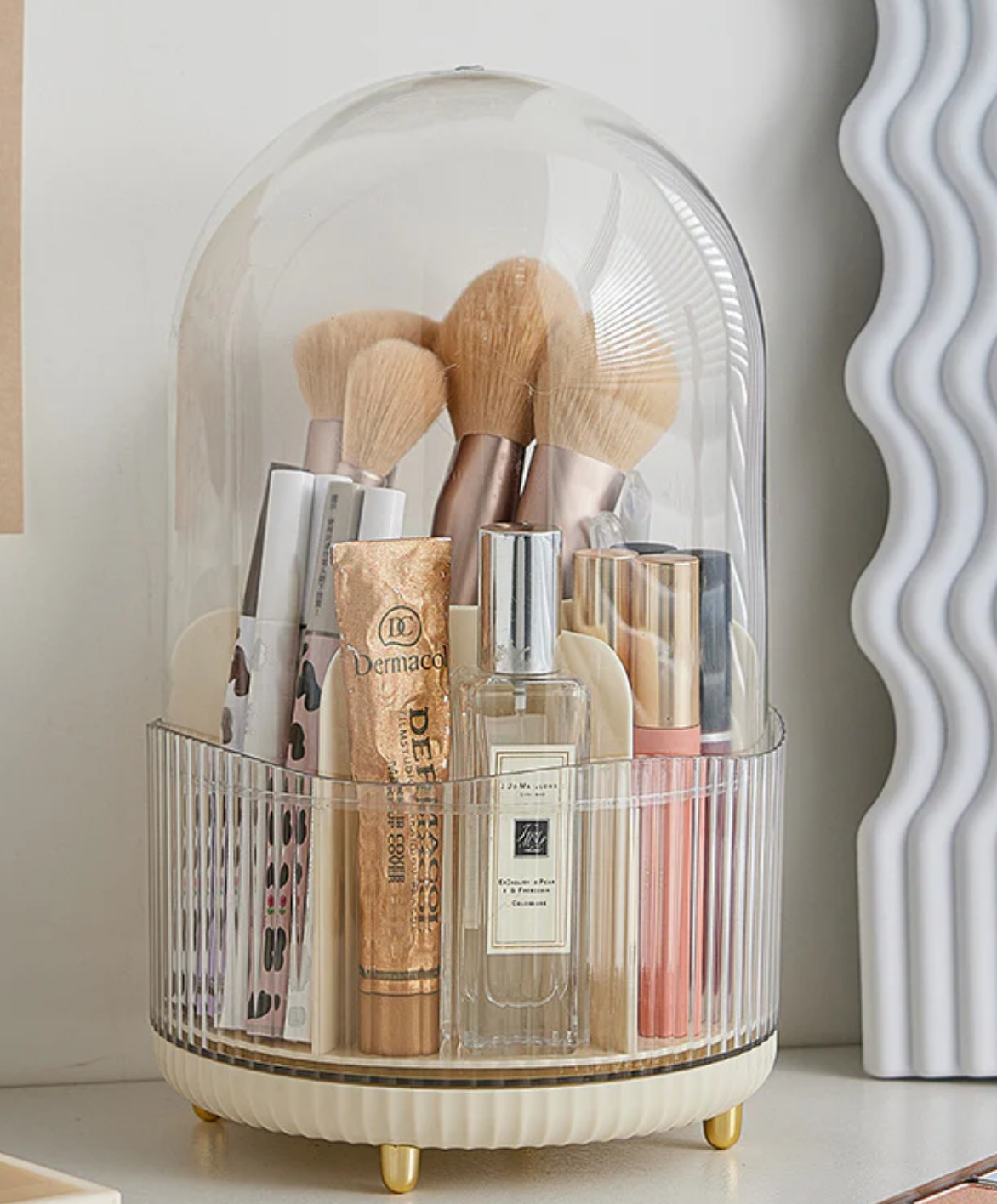 Make up brush storage bin